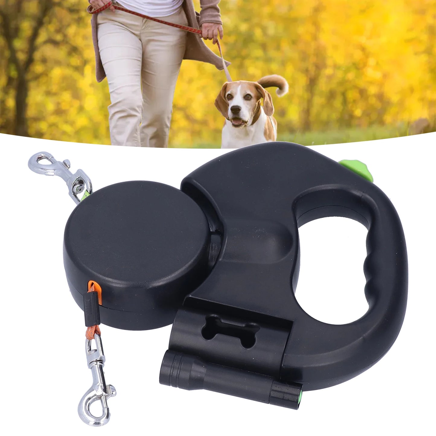 360° Tangle-Free Dual Retractable Dog Leash with LED & Independent Braking