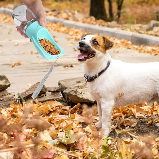 Tragbare Wasserflasche und Futterbehälter für Hunde