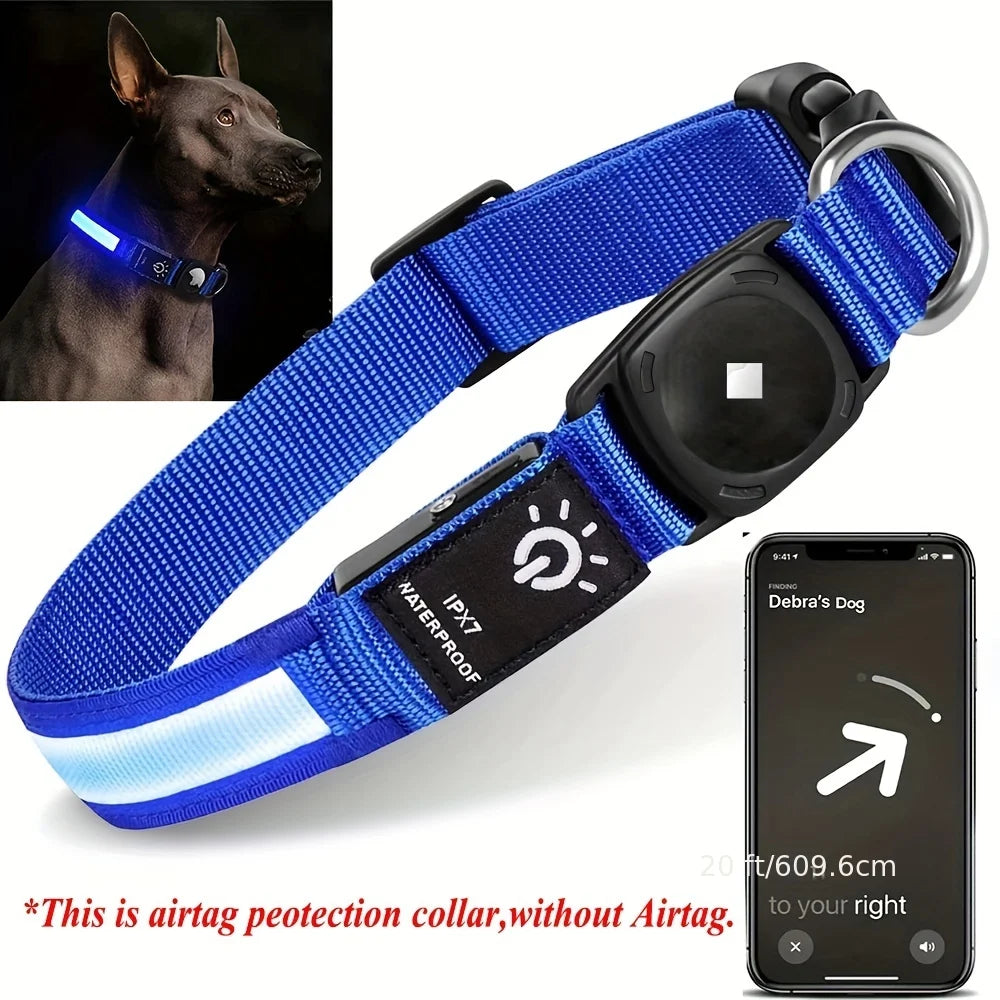 LED Glowing Collar with Apple AirTag Holder