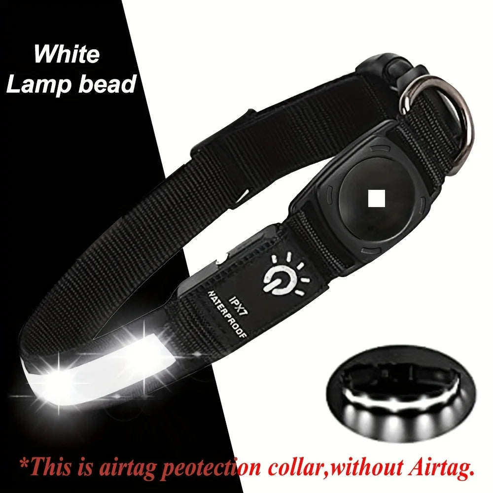 LED Glowing Collar with Apple AirTag Holder