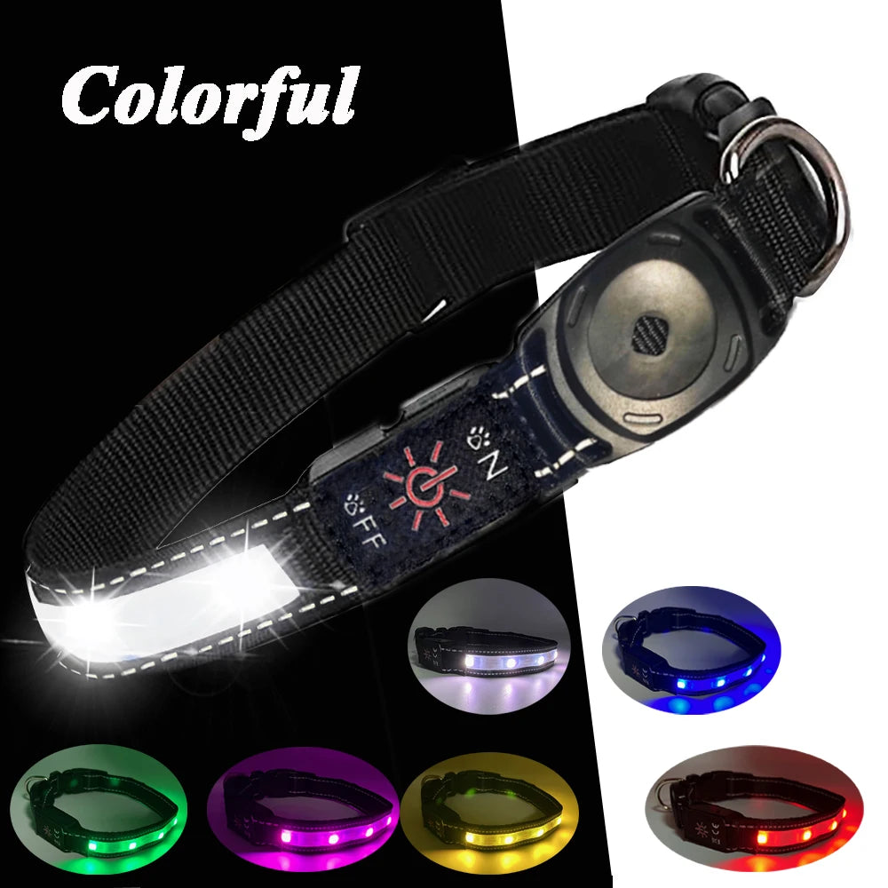 LED Glowing Collar with Apple AirTag Holder